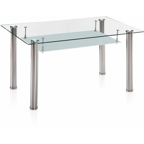 Mesa de comedor Tyra Cristal - Cromo 80cm (ancho) x 75cm (alto)