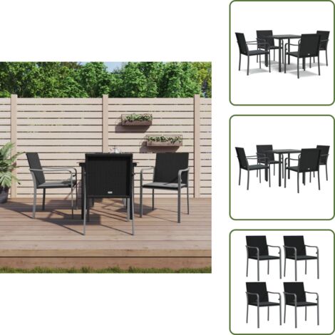 Mesa de comedor - vidaXL Juego comedor jardín 5 piezas y cojines ratán sintético y acero - Sillas de jardín