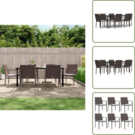 Mesa de comedor - vidaXL Juego comedor jardín 7 piezas y cojines ratán sintético y acero - Sillas de jardín