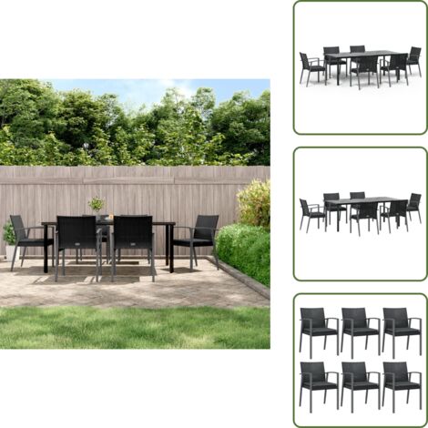 Mesa de comedor - vidaXL Juego comedor jardín 7 piezas y cojines ratán sintético y acero - Sillas de jardín