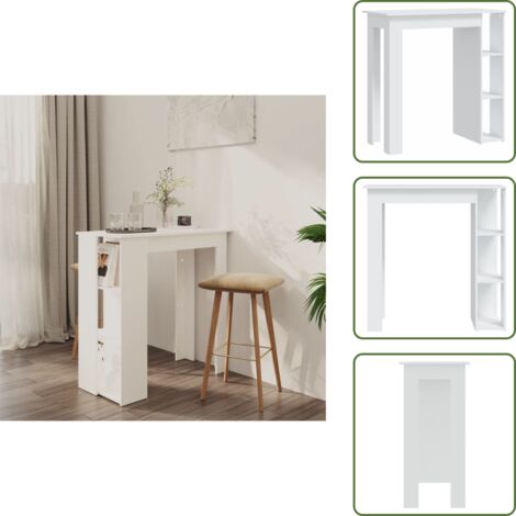 Mesa de comedor - vidaXL Mesa bar con estante madera contrachapada blanco 102x50x103,5cm - Mesa de bistró