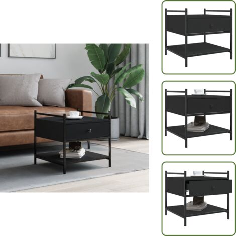 Mesa de comedor - vidaXL Mesa de centro madera de ingeniería negro 50x50x50 cm - Almacenamiento