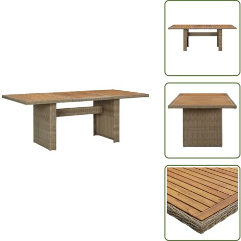 Mesa de comedor - vidaXL Mesa de comedor de jardín ratán sintético marrón 200x100x74 cm - Acacia
