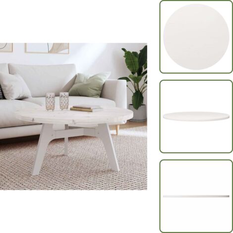 Mesa de comedor - vidaXL Tablero de mesa redondo madera maciza de pino blanco Ø90x3 cm - Madera maciza
