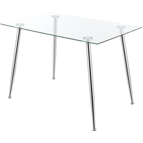 Mesa de comedor vidrio templado acero 75 x 110 x 70 cm cromo 030008701