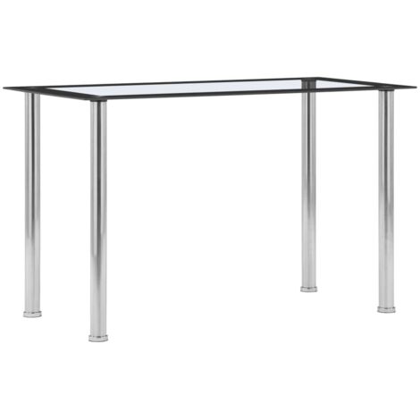 Mesa de comedor vidrio templado negro transparente 120x60x75 cm