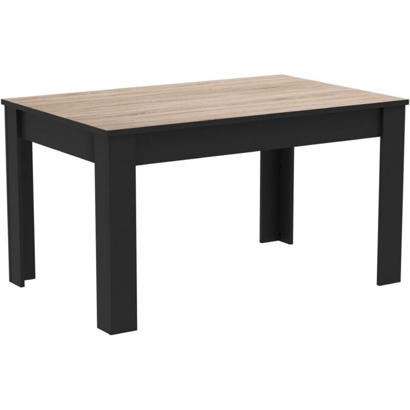 

Velocimuebles - Mesa de Comedor Fija Color Roble Cepillado y Negro 138x90x77 cm
