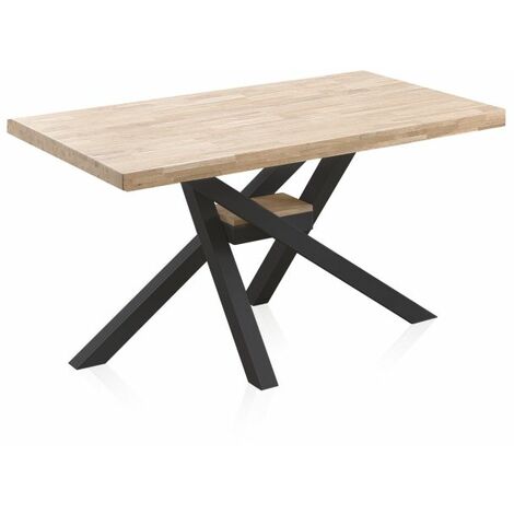 Mesa de comedor Xena 140 Negro - Roble 80cm (ancho) x 76cm (alto)