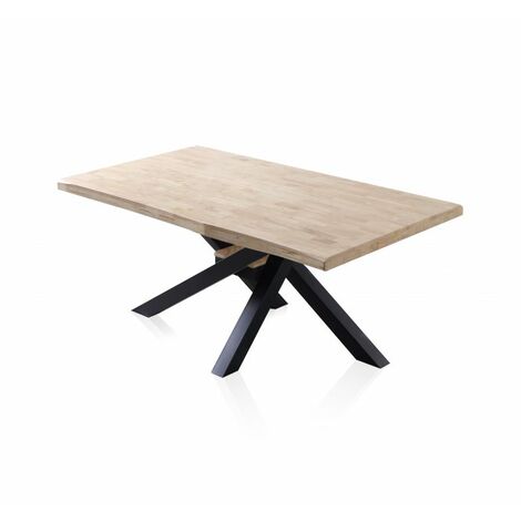 Mesa de comedor Xena Fit 180 Negro - Roble 100cm (ancho) x 76cm (alto)