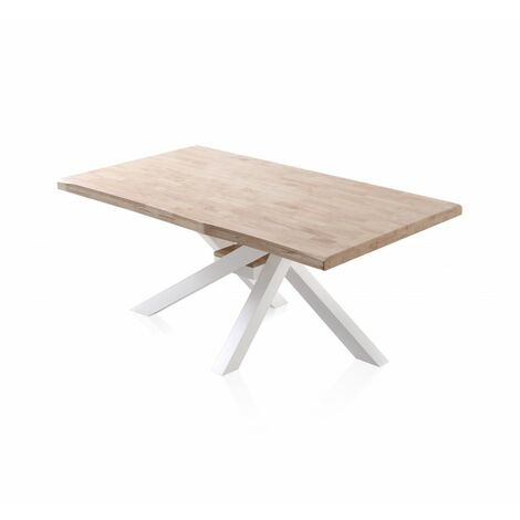 Mesa de comedor Xena Fit 180 Roble - Blanco 100cm (ancho) x 76cm (alto)