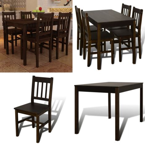 Mesa de comedor y 4 sillas madera marrón - Sillas de comedor - Mesa y sillas