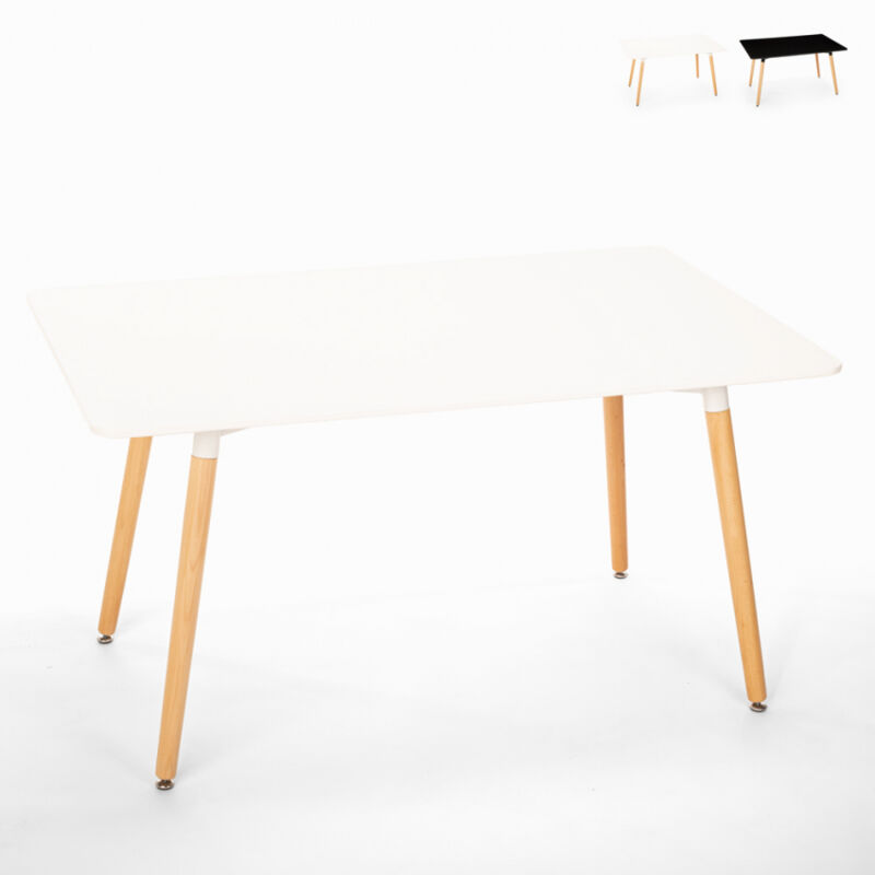 

Mesa de comedor y salón rectangular 120x80 diseño de madera Corn | Color: Blanco