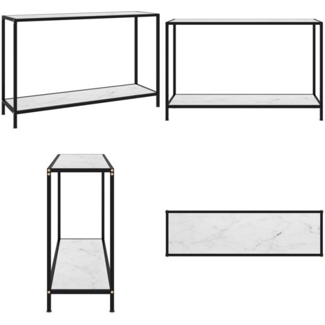 Mesa de consola blanco vidrio templado 120x35x75 cm - Mesa auxiliar - Mesa de vidrio