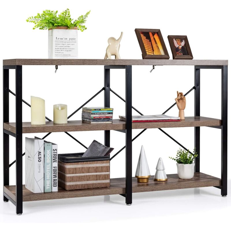 

Costway - Mesa de Consola de 3 Niveles con Estructura de Metal y Madera Mesa Auxiliar con Estantes de Almacenamiento Estantería para Entrada Pasillo
