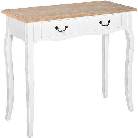 Mesa de consola mesa auxiliar con 2 cajones diseño de retro para entrada pasillo sala de estar dormitorio pino 87x34x78,5 cm