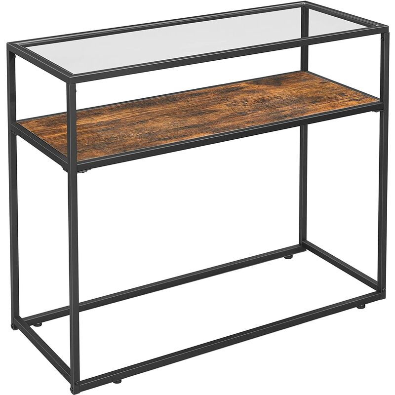 

Songmics - Mesa de Consola, Mesa de Entrada, Tablero de Vidrio Templado, Marco de Acero Resistente, Fácil de Montar, para Entrada, Salón, Estilo