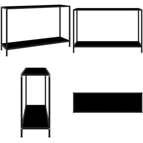 Mesa de consola negro vidrio templado 120x35x75 cm - Mesa auxiliar - Mesa de vidrio templado