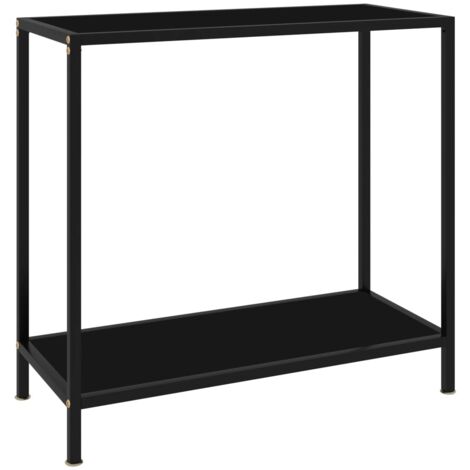 Mesa de consola negro vidrio templado 80x35x75 cm