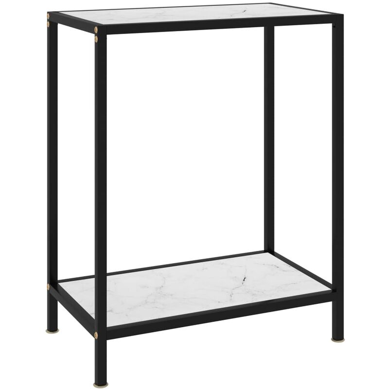 

Mesa de consola vidrio templado blanco 60x35x75 cm