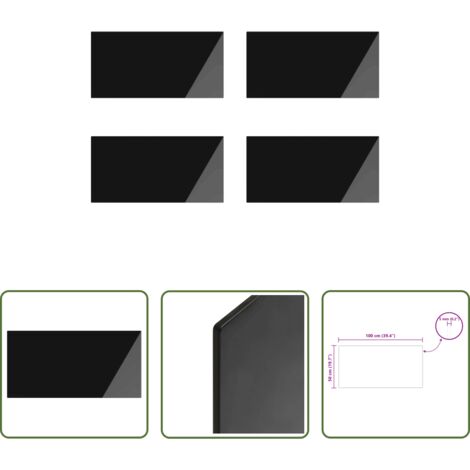 Mesa de cristal -  Encimera 4 pcs Negro Cristal