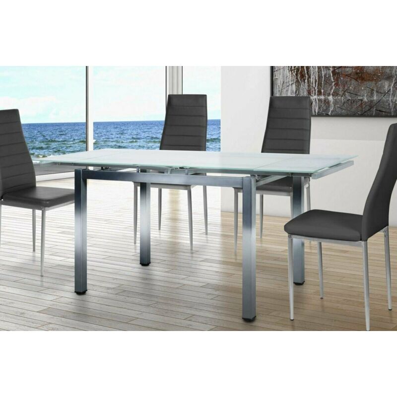 

Mesa de cristal extensible modelo Ucero. 110-170 cm(ancho) 75 cm(altura) 70 cm(fondo) Color TRASLUCIDO