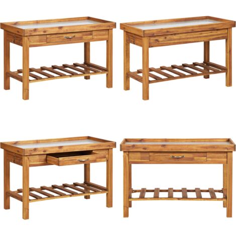 Mesa de cultivo de jardín madera maciza acacia tablero de zinc - Mesa de cultivo - Madera maciza