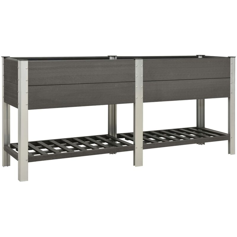 

Mesa de cultivo para jardín con estante WPC gris 200x50x90 cm