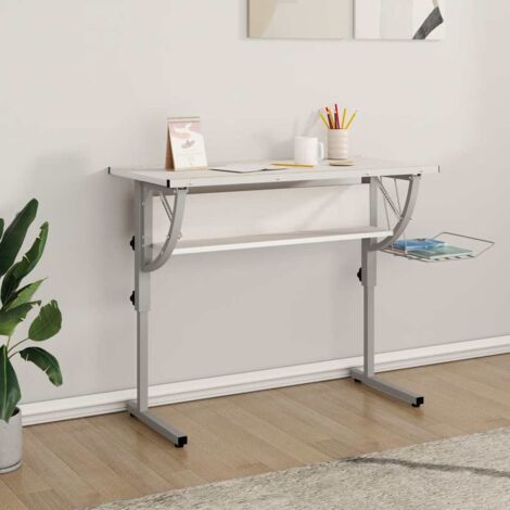 Mesa de dibujo madera y acero  y gris 110x53x(58-87) cm