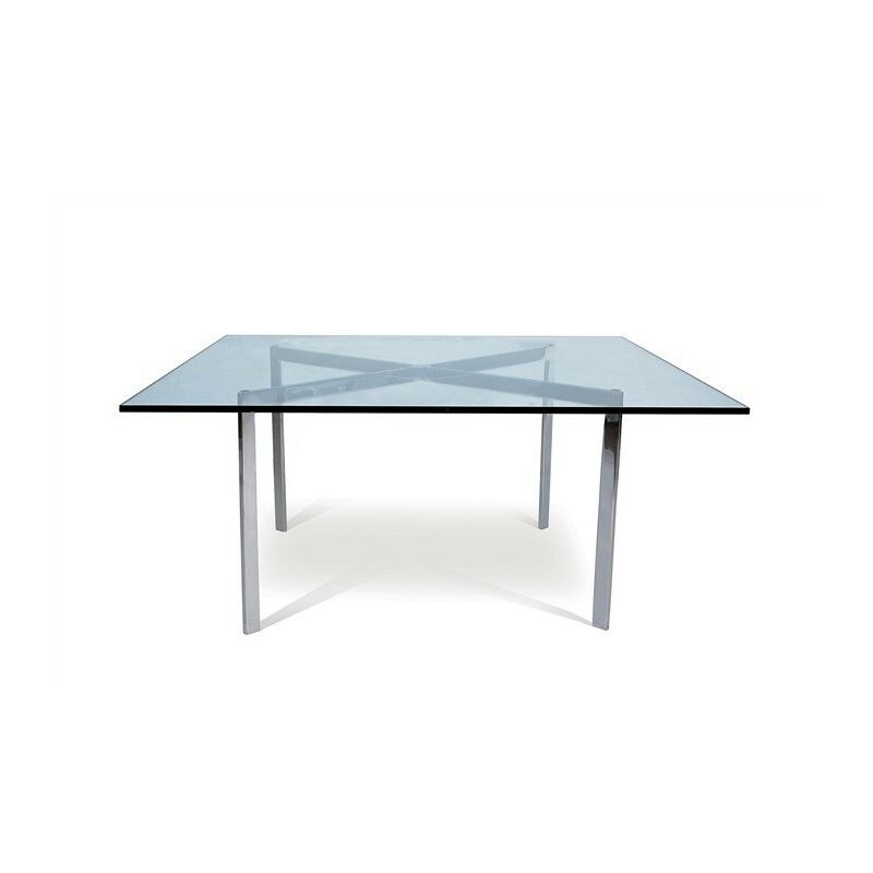 

Mesa BCN, baja, acero inoxidable, cristal, 102x102 cms