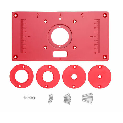 Mesa de enrutador multifuncional Placa de inserción de aleación de aluminio Bancos de carpintería 235x120x8 mm Máquina de corte de carpintero Tablero de viruta abatible, modelo: Rojo