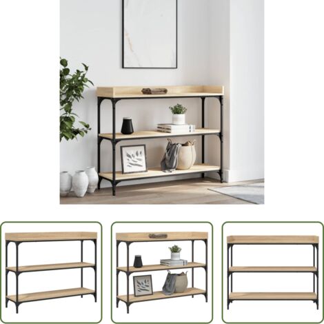Mesa de entrada -  Mesa consola con estantes roble Sonoma 100x30x80 cm