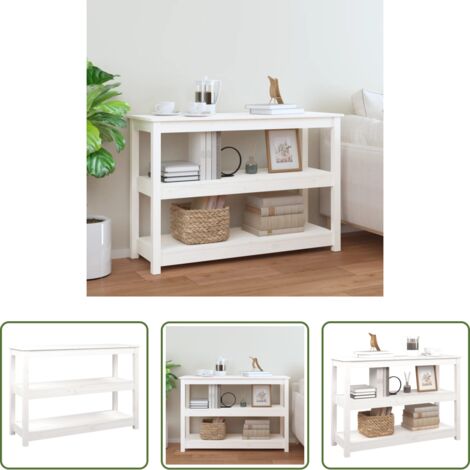 Mesa de entrada -  Mesa consola de madera maciza de pino blanco 110x40x74 cm