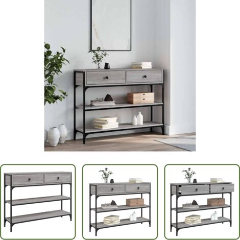 Mesa de entrada -  Mesa consola madera de ingeniería gris Sonoma 100x25x75 cm