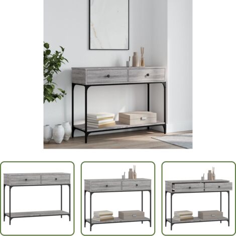 Mesa de entrada -  Mesa consola madera de ingeniería gris Sonoma 100x34,5x75 cm