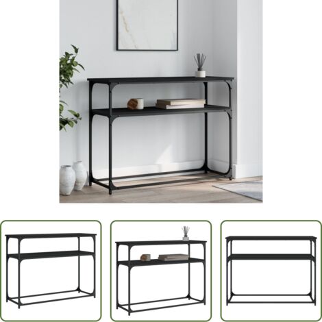 Mesa de entrada -  Mesa consola madera de ingeniería negra 100x35,5x75 cm