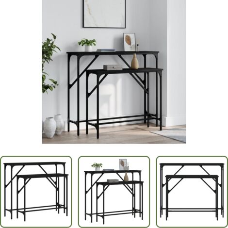 Mesa de entrada -  Mesas consolas 2 unidades madera de ingeniería negra