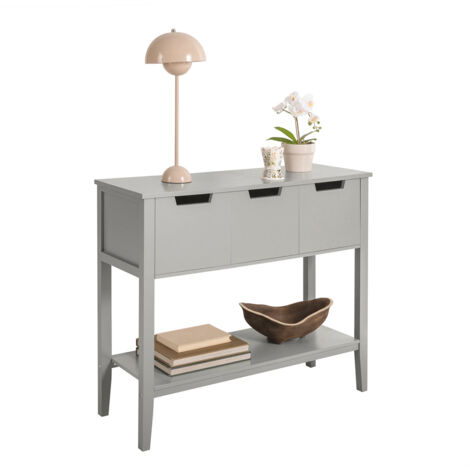 Mesa de Entrada Recibidor Mesa de Consola con 3 Cajones y 1 estante 93 x 33 x 79 cm FSB51-W SoBuy ES