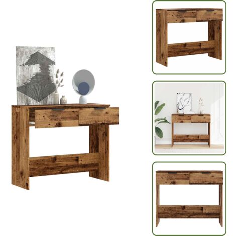 Mesa de entrada - vidaXL Mesa consola madera contrachapada envejecida 90x36x75 cm - Mesa de salón