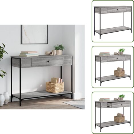 Mesa de entrada - vidaXL Mesa consola madera de ingeniería gris Sonoma 100x34,5x75 cm - Almacenamiento