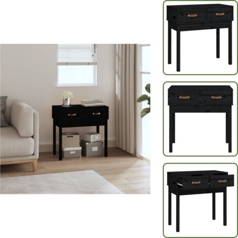 Mesa de entrada - vidaXL Mesa consola madera maciza de pino negro 76,5x40x75 cm - Mesa decorativa