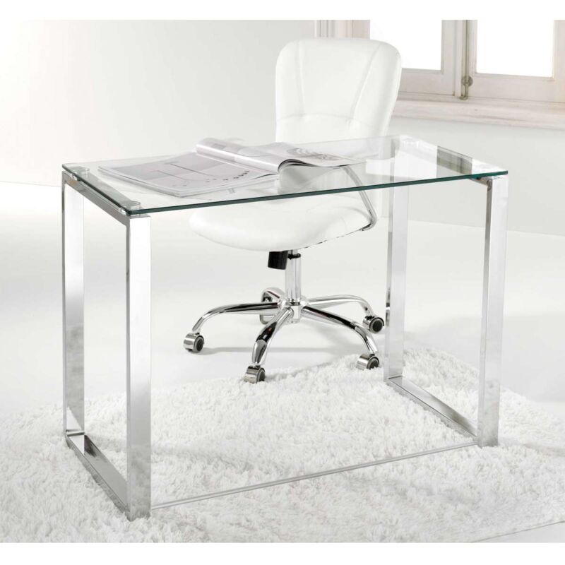 

Mesa De Escritorio Benetto 100 cm(ancho)50 cm(largo) Color TRASLUCIDO PATAS CROMADAS