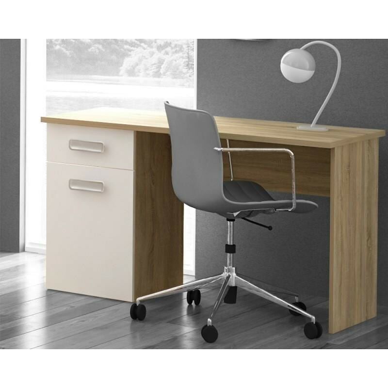 

Mesa de escritorio color blanco y cambrian con cajón