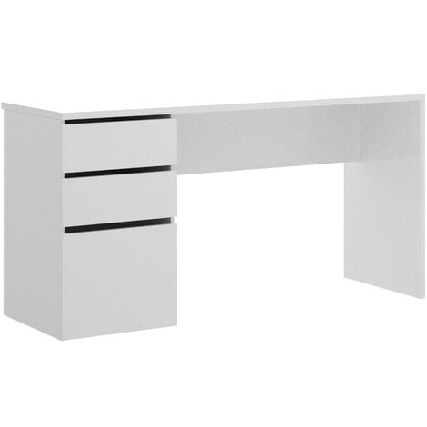 Mesa de escritorio con 2 cajones y 1 puerta Blanco Brillo 75x139x60 cm - SHIRO