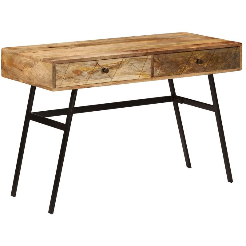 

Mesa de escritorio con cajones madera mango maciza 110x50x76 cm - Marrón