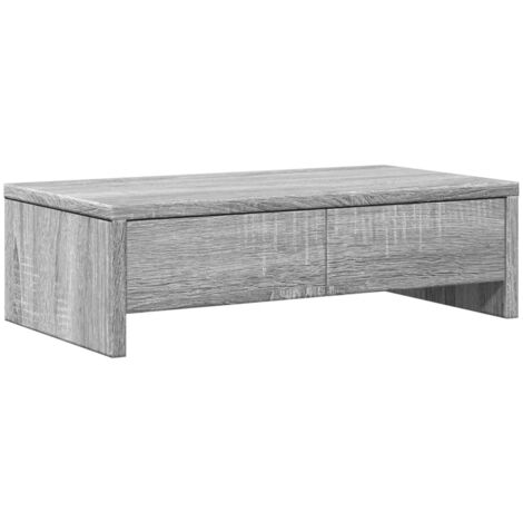 Mesa de escritorio con soporte para monitor y cajones de madera de ingeniería Sonoma gris 020044946