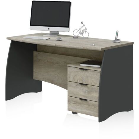 Mesa de escritorio Elan 3 cajones Roble Alaska - Gris Antracita (ancho) x 74cm (alto)