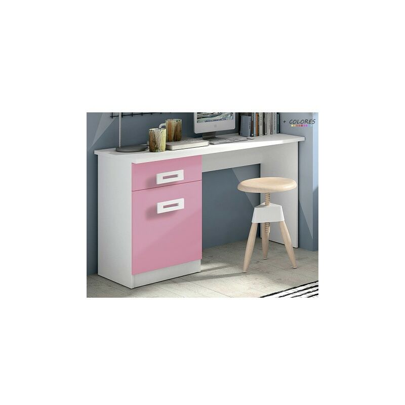 

Mesa de escritorio juvenil color rosa y blanco