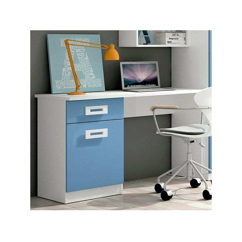 

Mesa de escritorio juvenil color azul y blanco