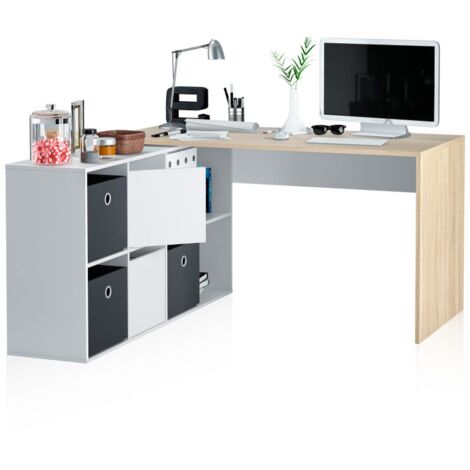Mesa de escritorio Move Blanco Artik (Blanco Mate) - Roble Canadian (ancho) x 74cm (alto)