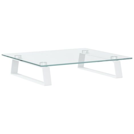 Mesa de escritorio para monitor mueble 40 x 35 x 8 cm cristal templado y metal blanco 020044861